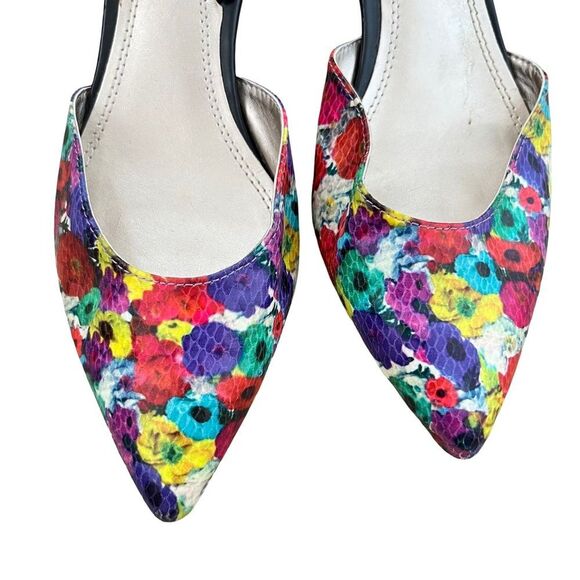 Impo Vintage Floral Watercolours Print "Elina" Slingback Kitten Heels - Picture 3 of 8